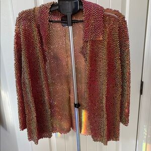 Trosman CHURBA Bubble Ball Beaded Red and Gold Green Hologram Blazer